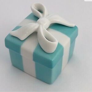 Tiffany Porcelain Blue Trinket Gift Jewelry Box Bone China Mini Small Miniature